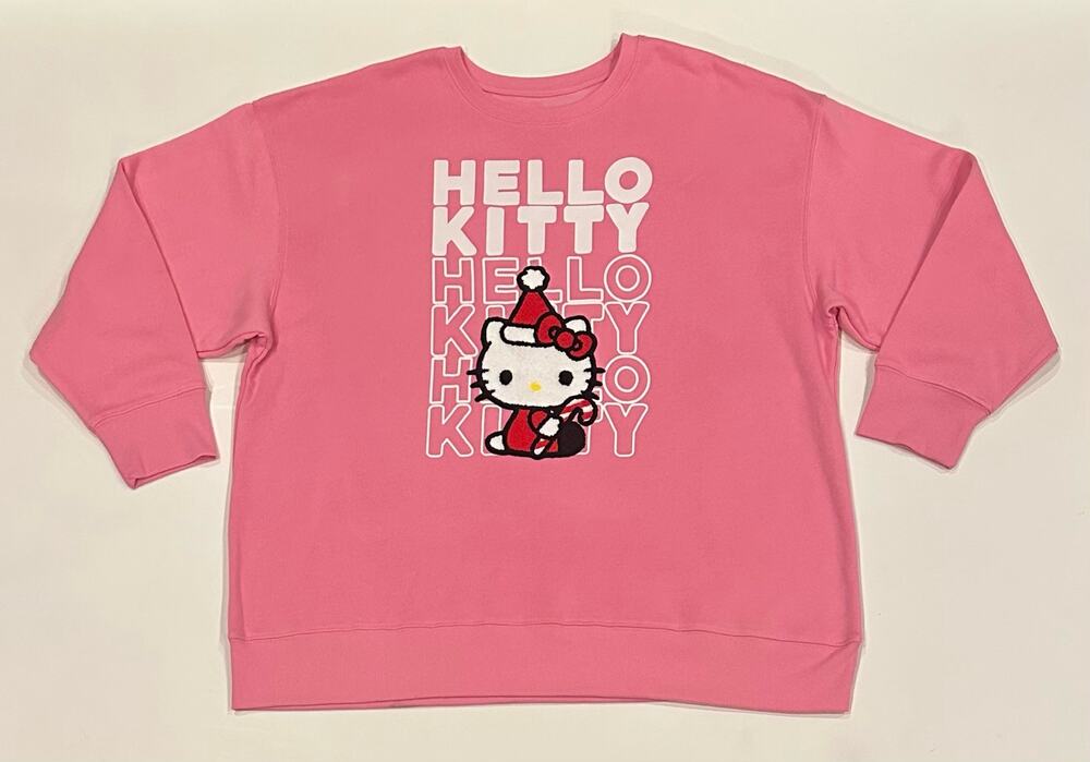 New Hello Kitty By Sanrio Christmas Crewneck Pullover Sweatshirt Size XL Pink